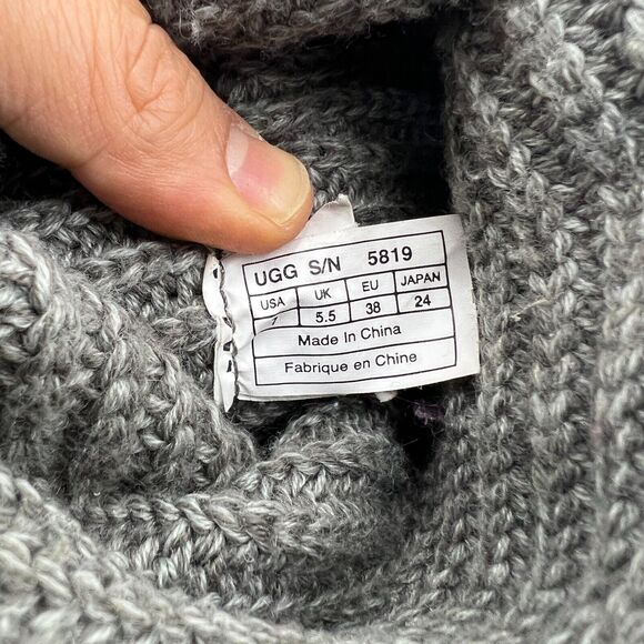 UGG Classic Cardy Boot Womens 7 Gray Wool Knit Tall Foldover Slouch Button - Picture 8 of 12